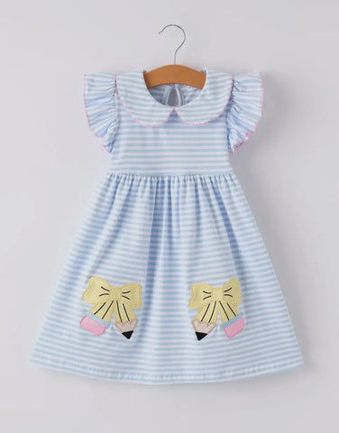 Pencil Appliqué Bow Dress