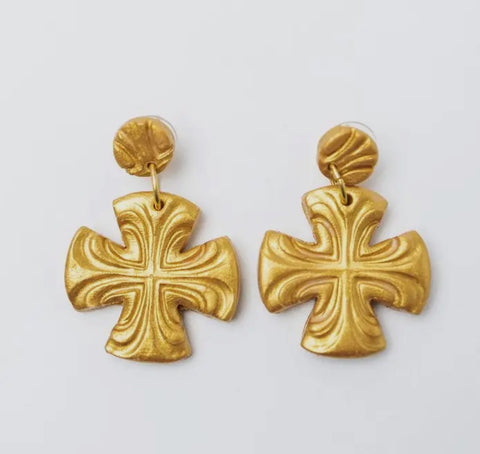 Julia Double Dangle Cross Earrings