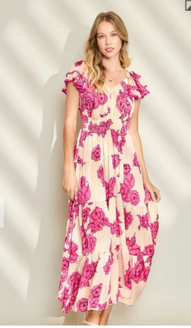 Blush Meadow Midi Dress