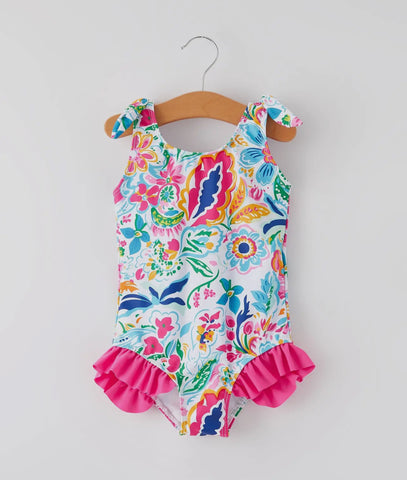 Girl’s Colorful Floral Swimsuit