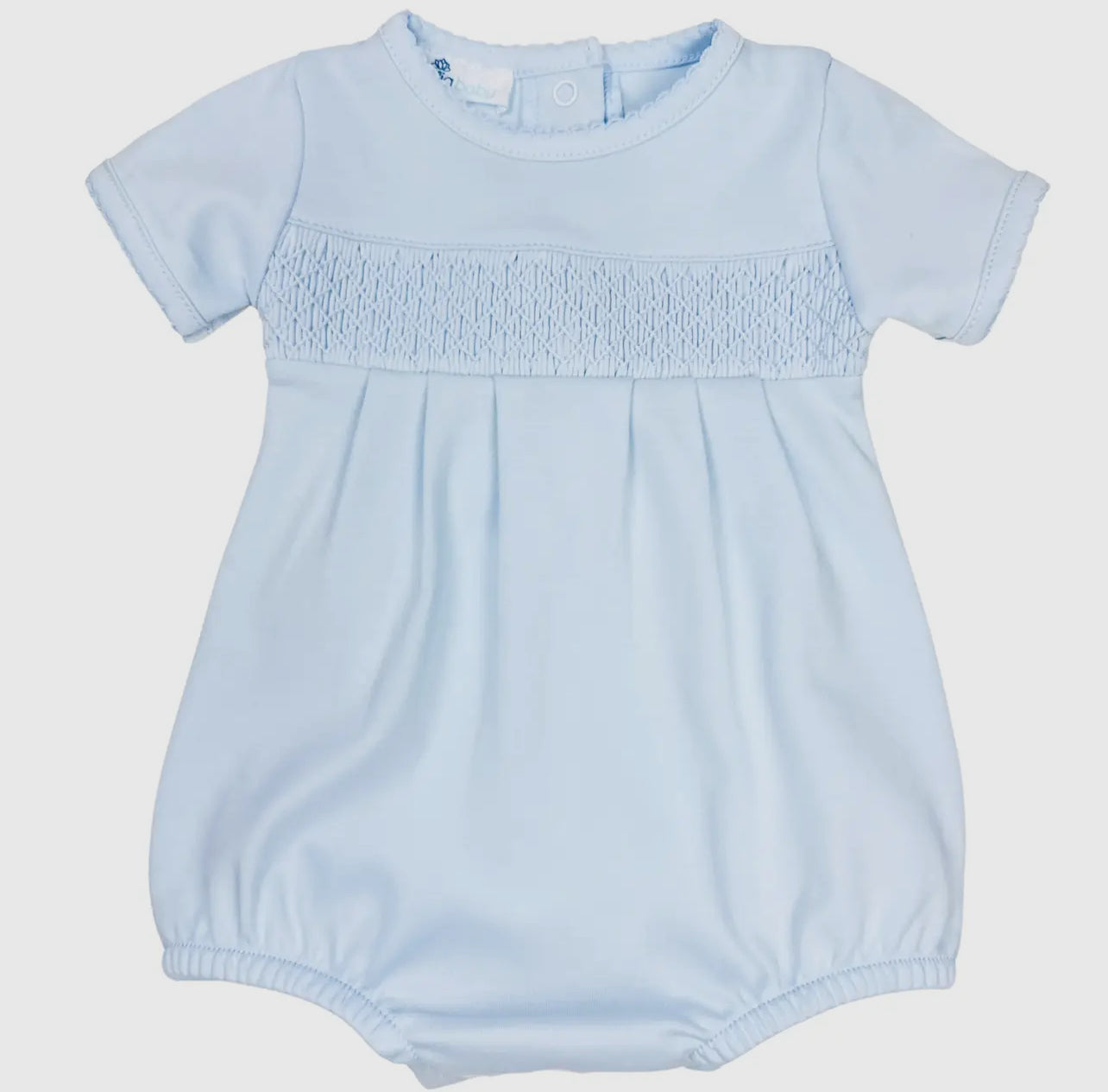 Essentials Solid Blue Smocked Bubble