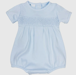 Essentials Solid Blue Smocked Bubble