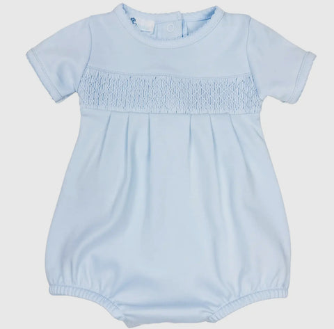 Essentials Solid Blue Smocked Bubble