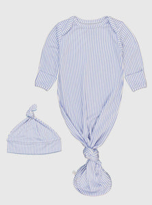 Periwinkle and White Striped Gown Set