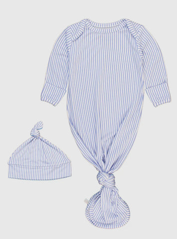 Periwinkle and White Striped Gown Set