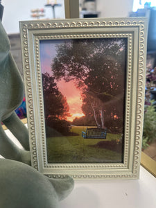 4 x 7 Sage and Silver Shabby Chic Picture Frame