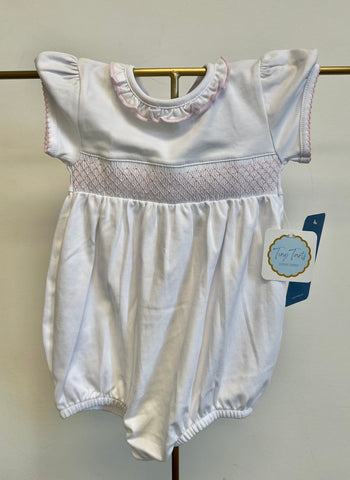 White Bubble with Pink Smocking