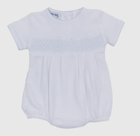 Solid White Smocked Bubble