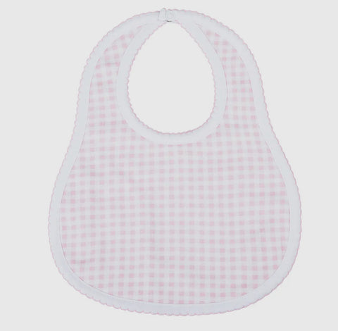 Baby Pink Blue Gingham Bib