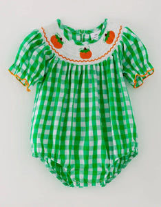 Green Pumpkin Smocked Bubble