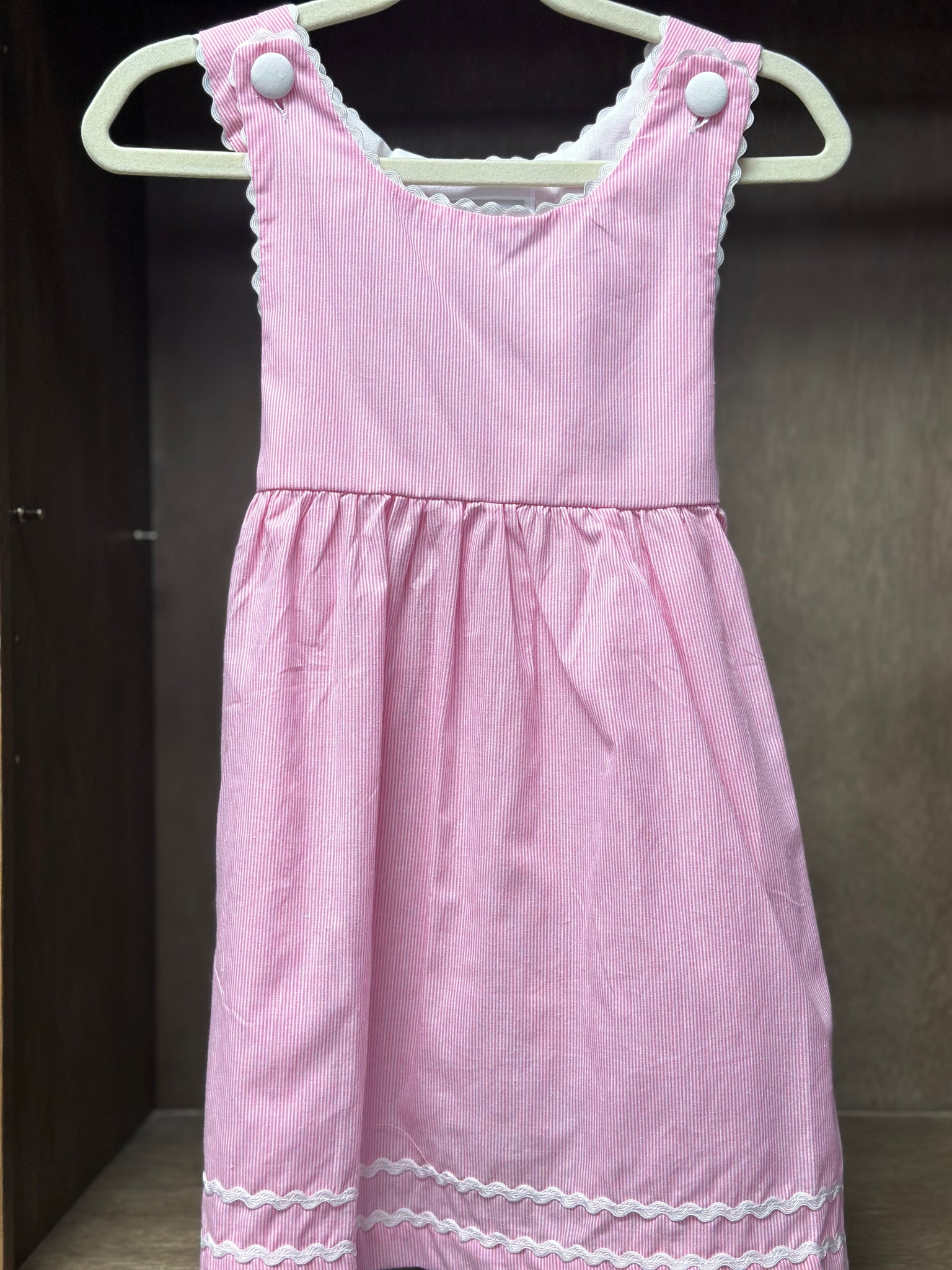 Girl's Pink Pinstripe Summer Dress