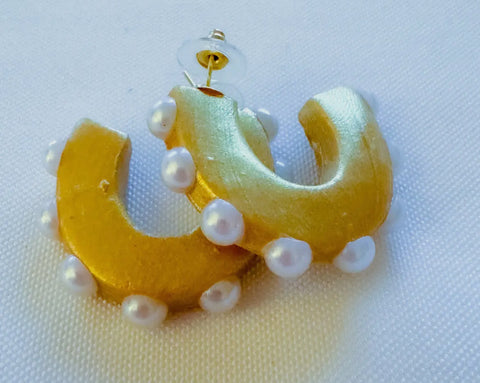 Hidden Truth Gold Hoops with Pearls