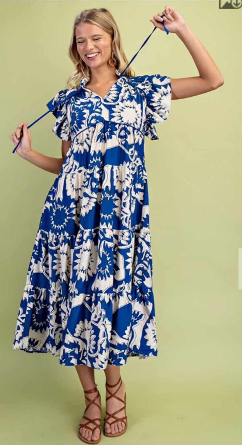 Royal Bloom Tiered Dress