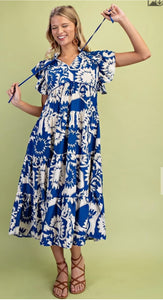 Royal Bloom Tiered Dress