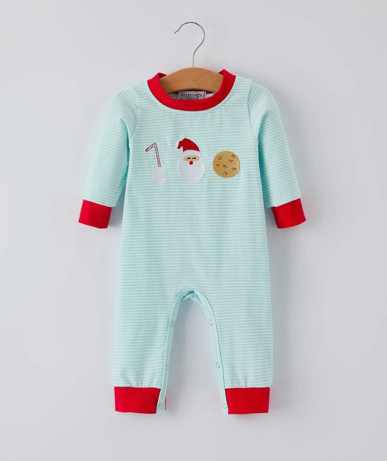 Santa Cookie Striped Romper- Boy