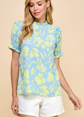 Limelight Ruffle Neck Floral Blouse