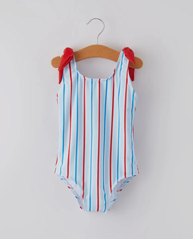 Girl’s Patriotic Striped Swimsuit