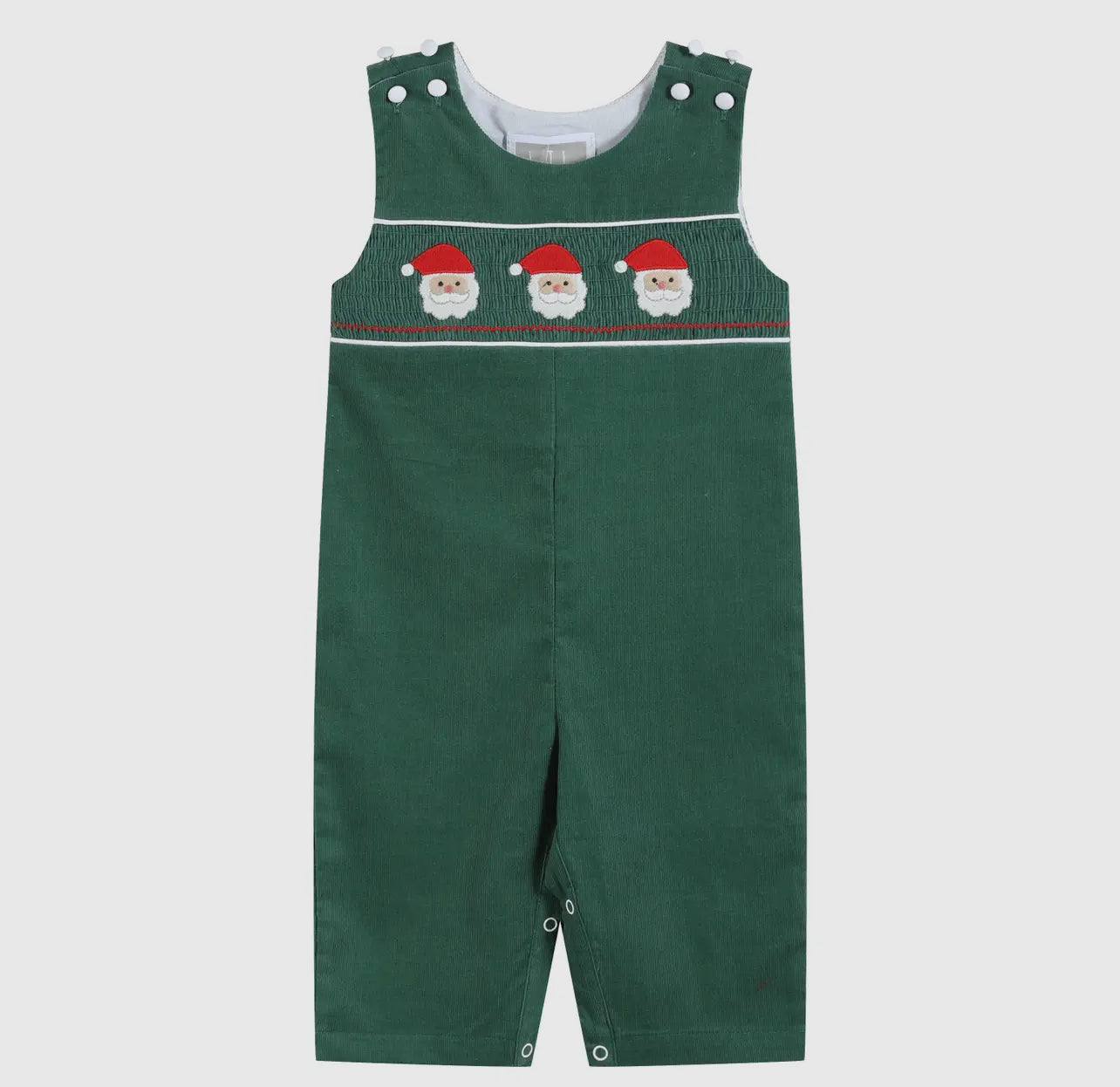 Green Corduroy Santa Smocked Romper