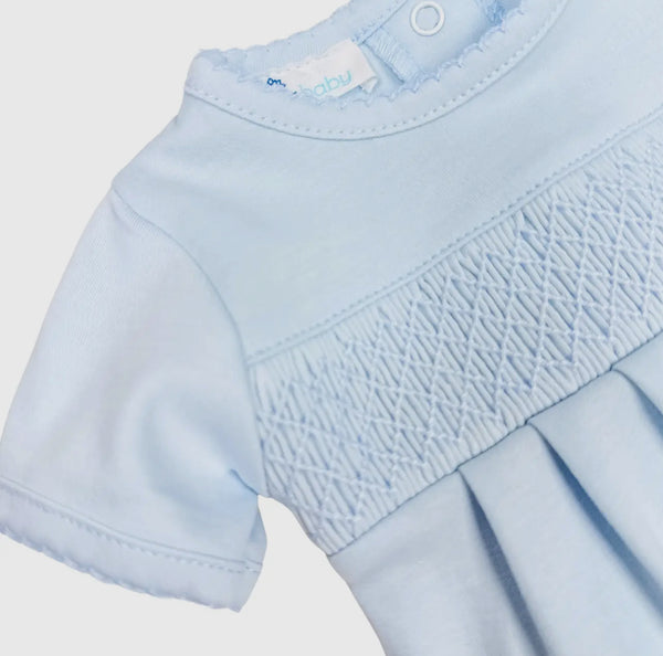 Essentials Solid Blue Smocked Bubble