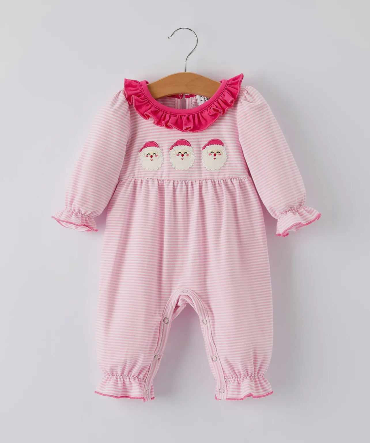 Pink Striped Santa Romper