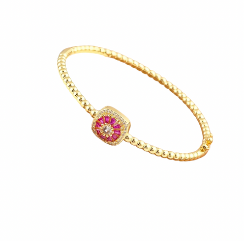 Gold and Rhinestone Bangle Bracelet