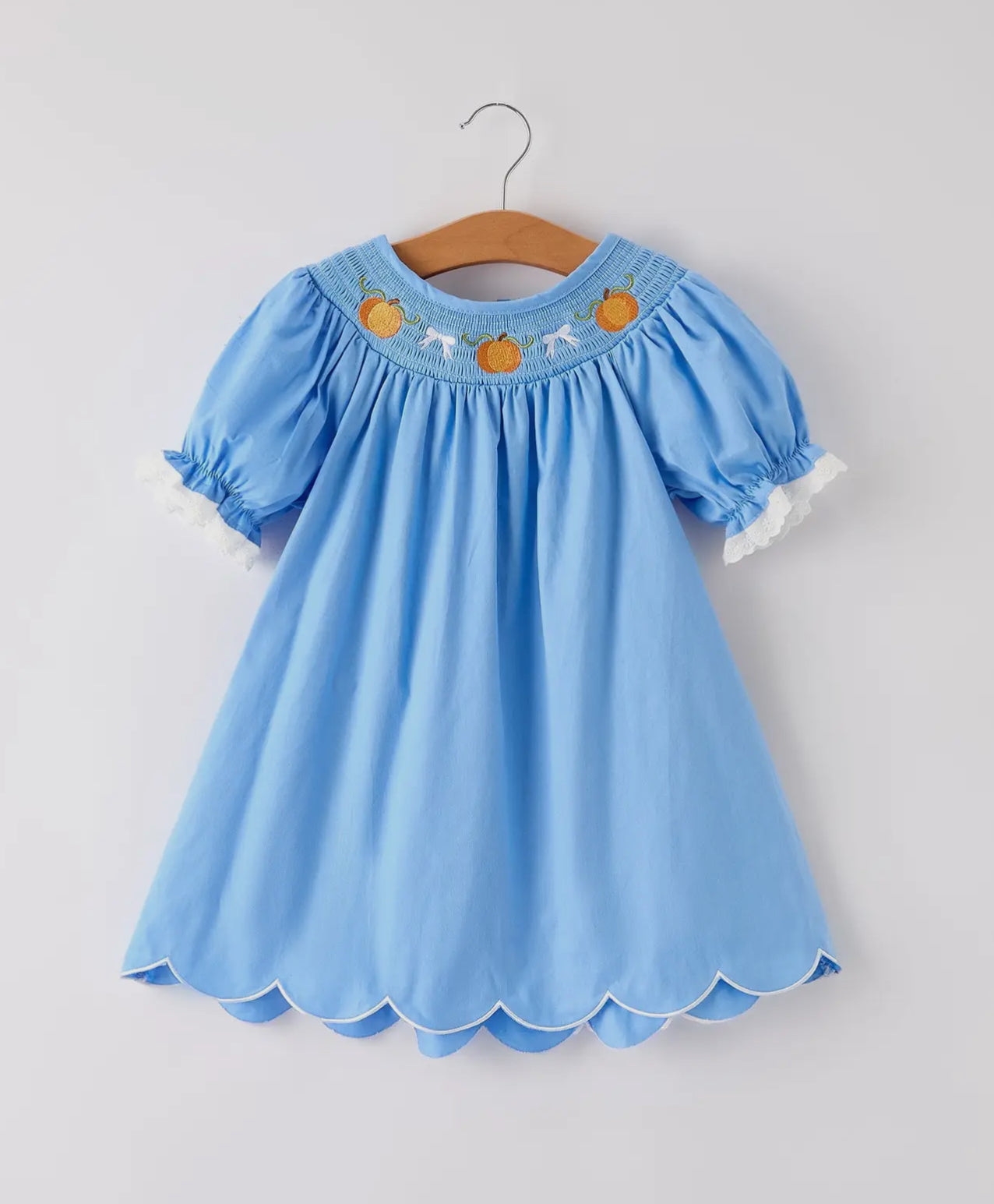 Blue Smocked Pumpkin Dress