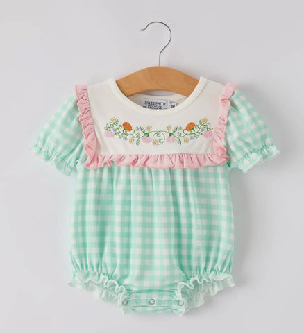 Gingham Embroidered Pumpkin Bubble