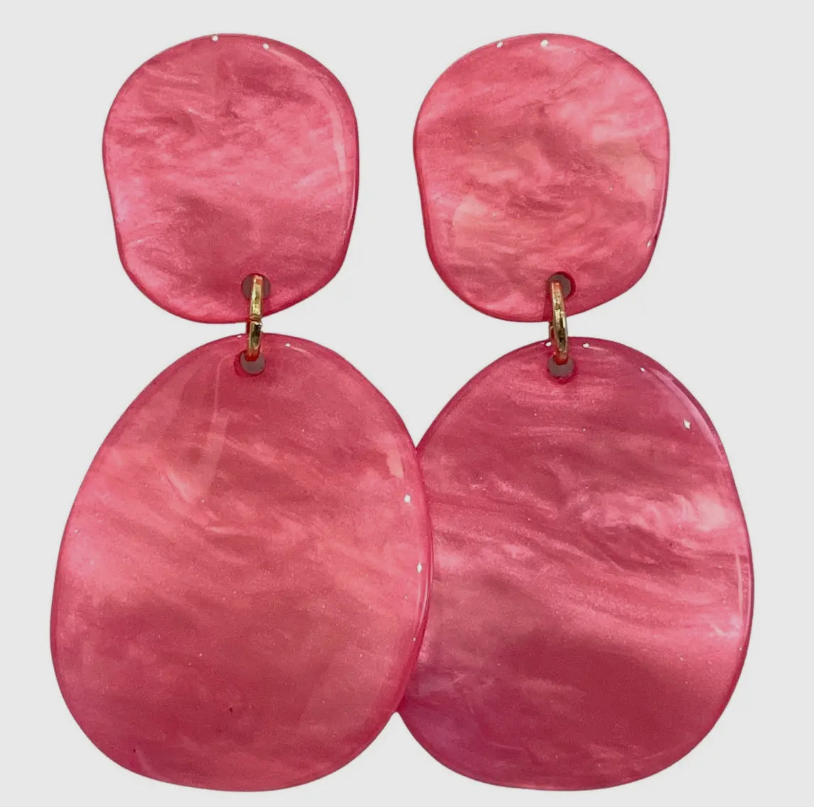 Acrylic Double Fuchsia Oval Earrings