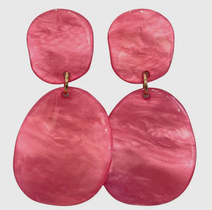 Acrylic Double Fuchsia Oval Earrings