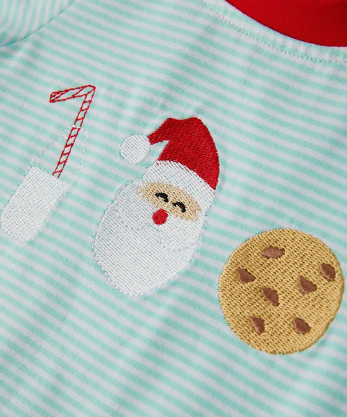 Santa Cookie Striped Romper- Boy
