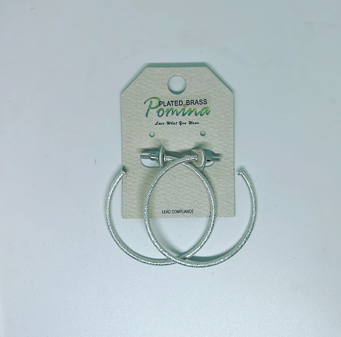 Silver Glitzy Textured Hoops 2"