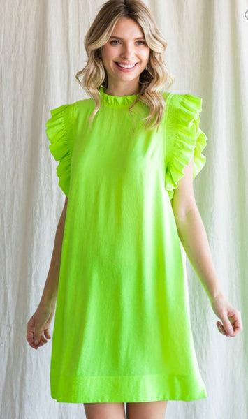 Laken Ruffle Sleeve Dress- 3 colors