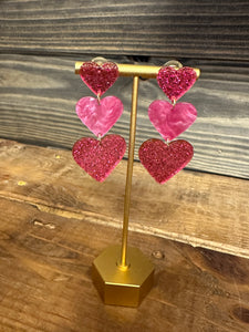 Stacked Acrylic Heart Earrings
