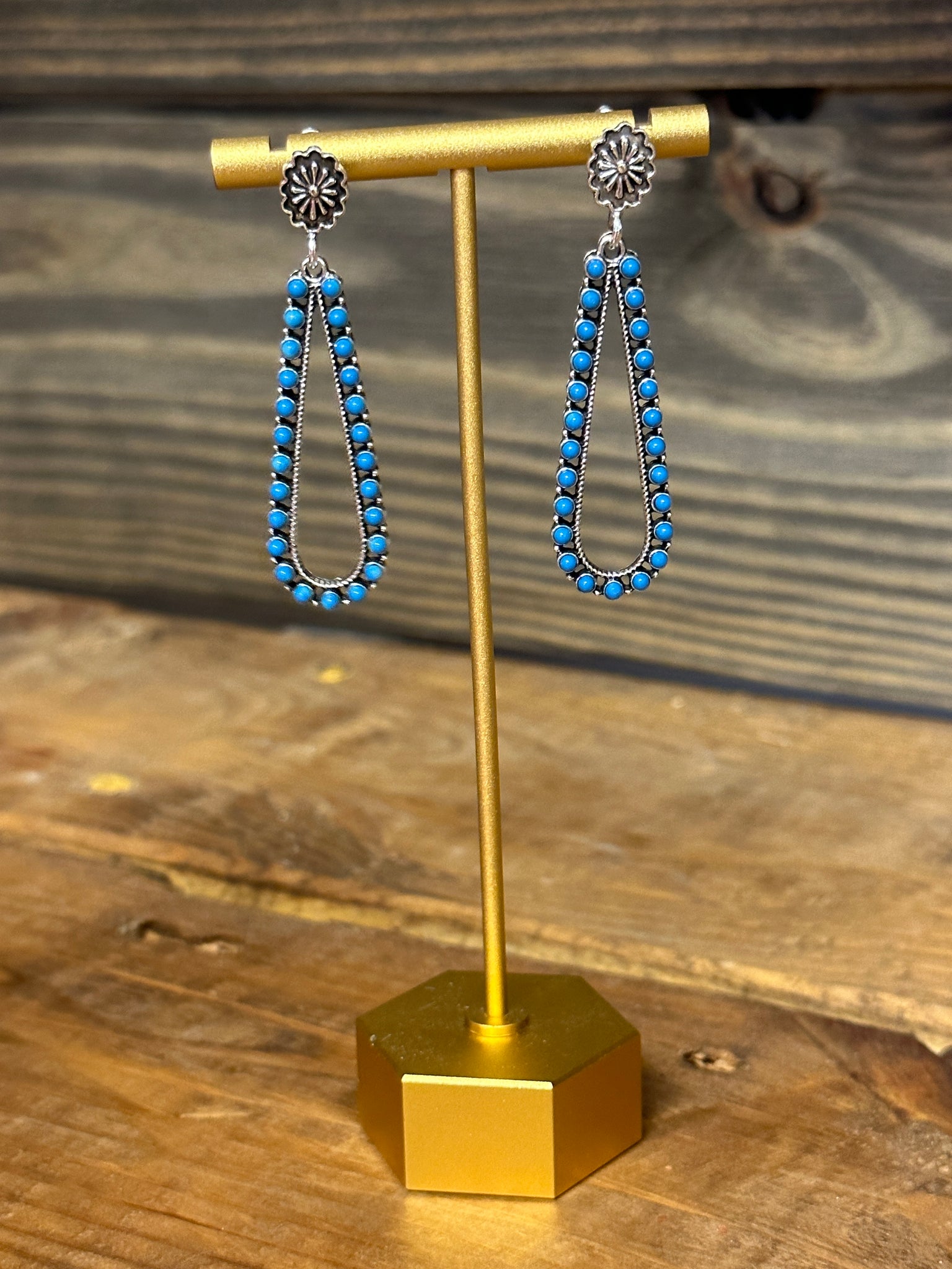 Western Silver and Turquoise Dangle Earrings