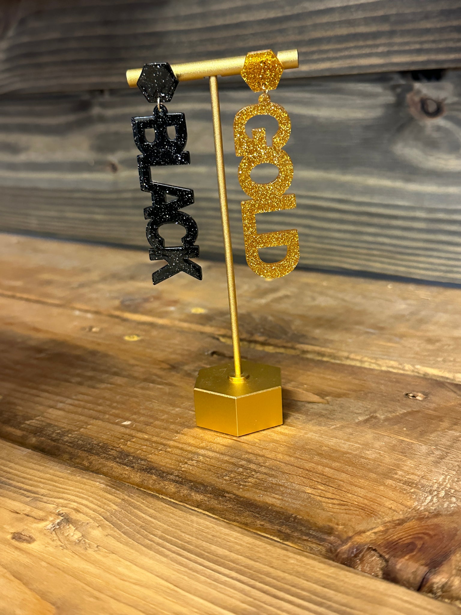 Black and Gold Acrylic Earrings