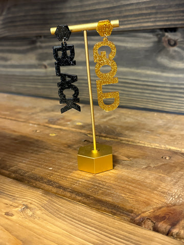 Black and Gold Acrylic Earrings