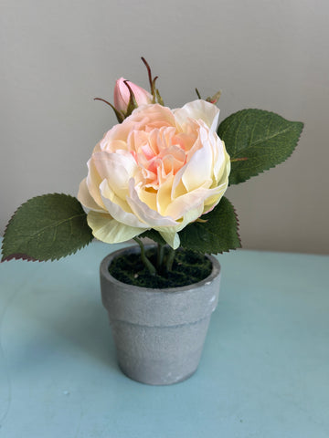 Small Light PInk Potted Artificial Rose