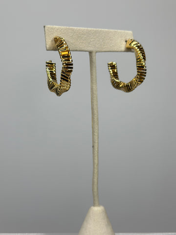 Gold Textured Twisted Hoops