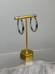 Silver Hinge Hoops