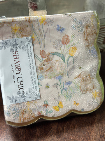 Elegant Pastel Bunny Rabbit Cocktail Napkins with Scalloped Foil Edges