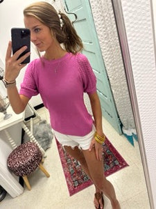 Prettier in Pink SS Knit Top