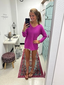 Warm the Heart- Orchid VNeck LS Top