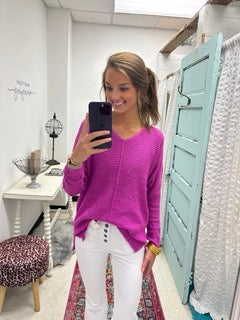 Warm the Heart- Orchid VNeck LS Top