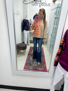 Taupe Colorful Leopard Print Sweater