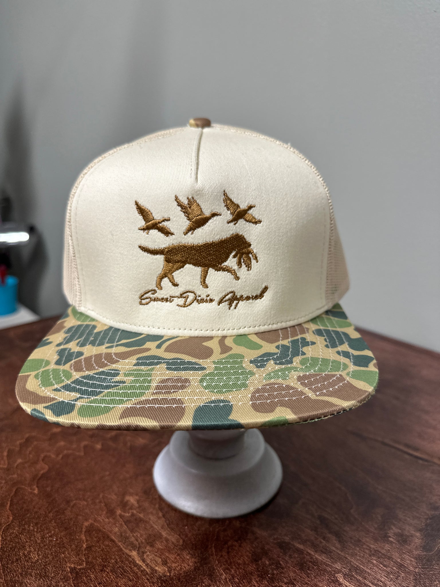 Dog with 3 Mallard Camo Hat