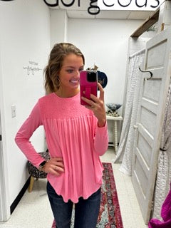 Bubblegum Smocked Top