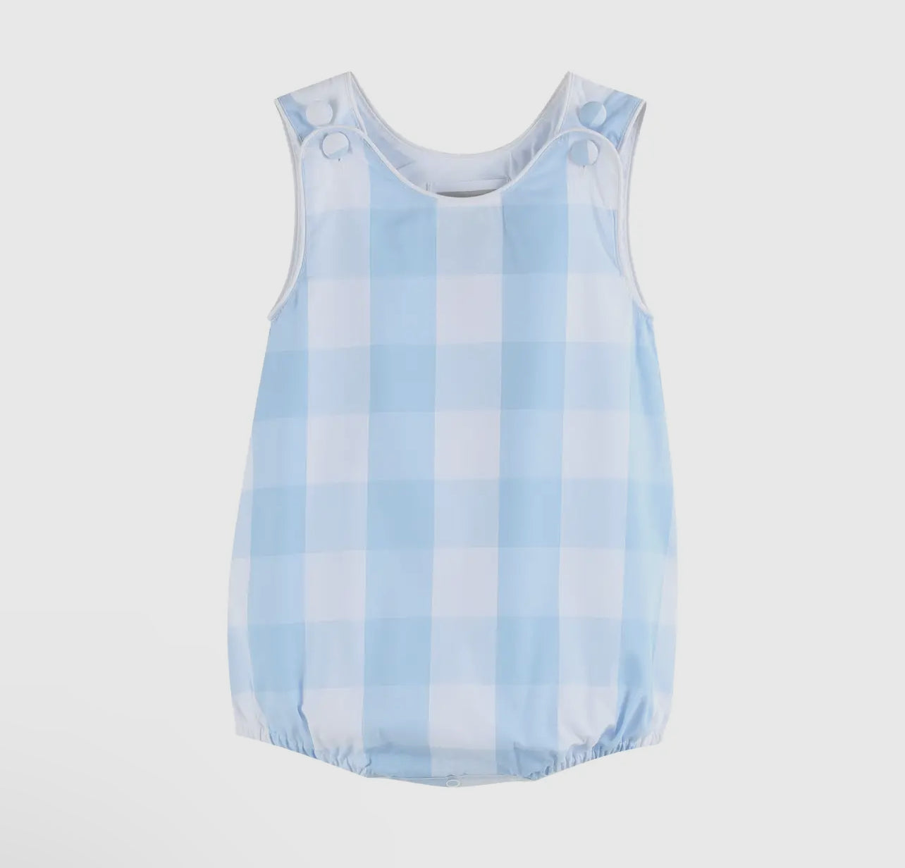 Boy's Blue and White Gingham Plain Bubble