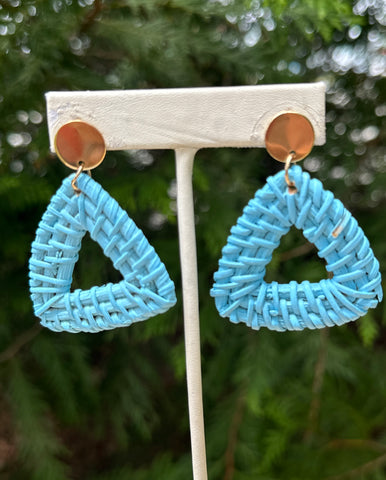 Braided Raffia Triangle Design Earrings