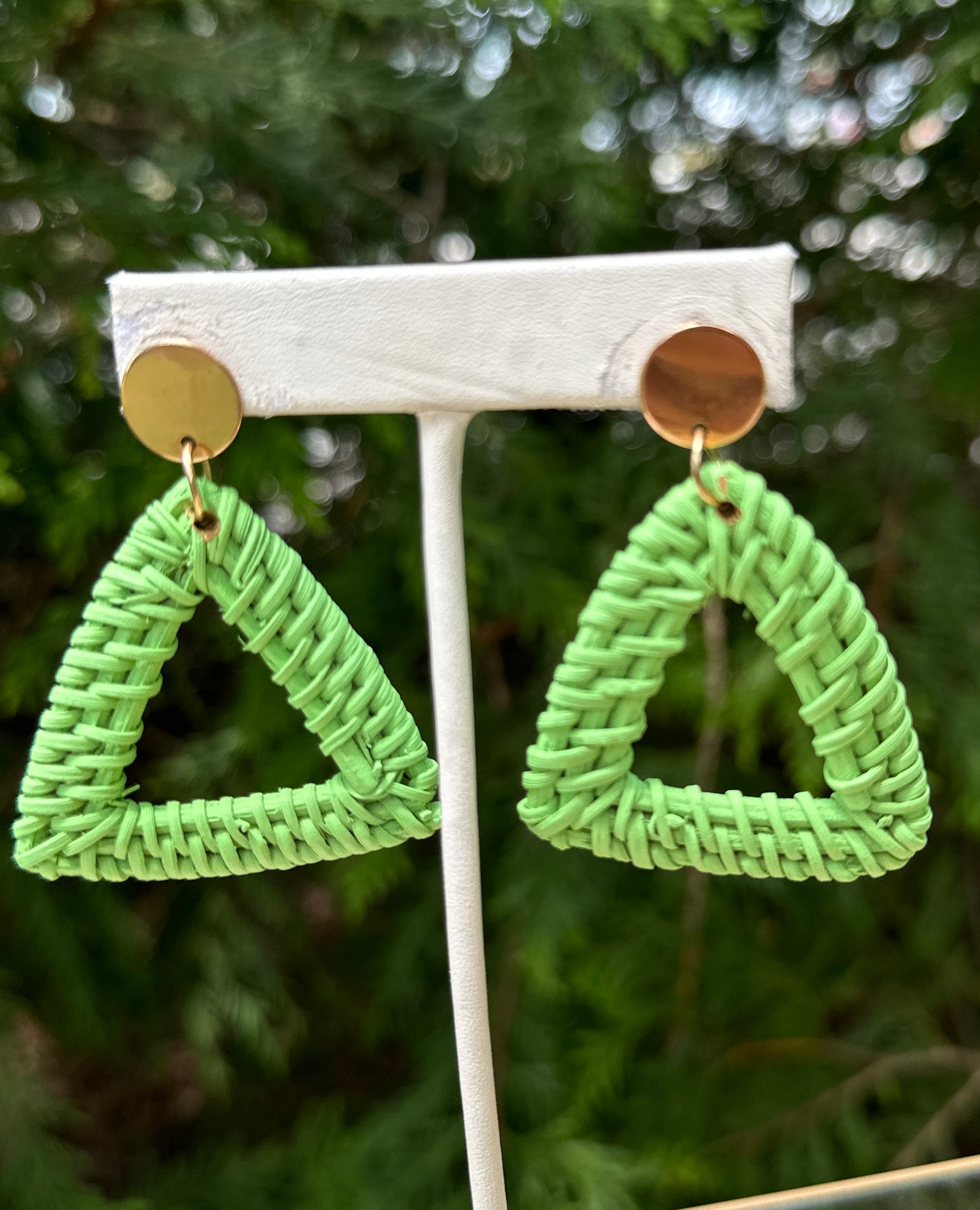 Braided Raffia Triangle Design Earrings