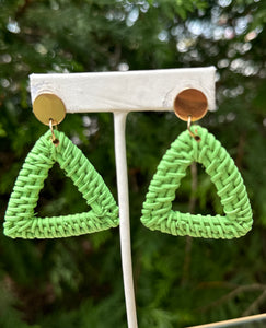 Braided Raffia Triangle Design Earrings